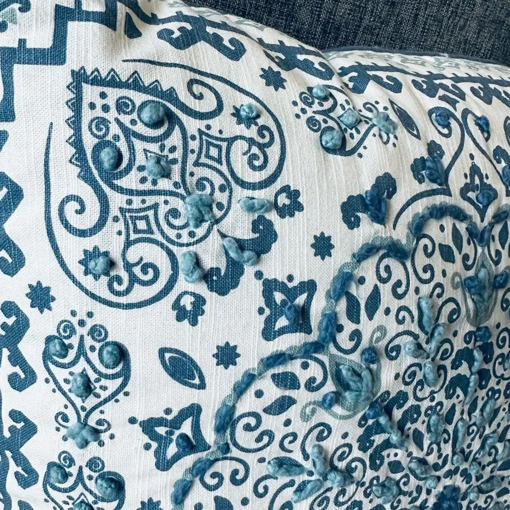 Boho Coastal Moroccan Medallion Tile Throw Pillow Decor